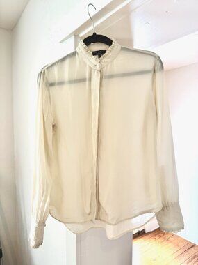 Rag and Bone jordan ruffle-trimmed crepe de chine shirt - Ivory S